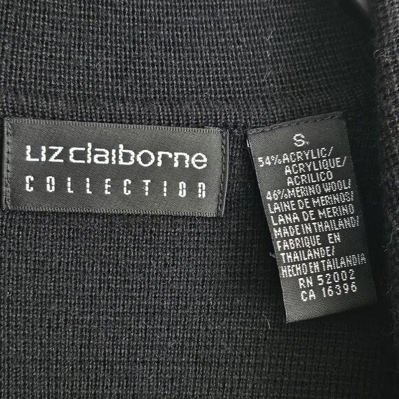 Vintage Liz Claiborne Knit Blazer Black Small 90s Merino Wool Blend Classic EUC - Picture 4 of 7